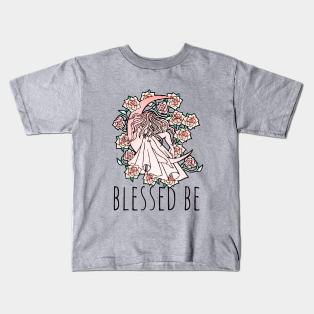 Blessed Be Moon Goddess Kids T-Shirt by bubbsnugg